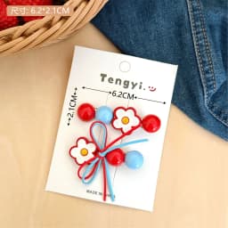 2pcs Sweet Candy Hawthorn Bead Flower Ribbon Hair Clip Women's Side Clip Cute Hairpin Bangs Barrettes Hair Accessorie Girl Gift