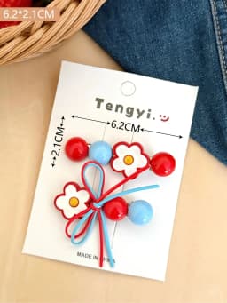 2pcs Sweet Candy Hawthorn Bead Flower Ribbon Hair Clip Women's Side Clip Cute Hairpin Bangs Barrettes Hair Accessorie Girl Gift