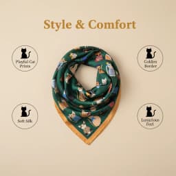 100% Mulberry Silk Square Scarf Cartoon Cat Print Cute Colorful Cat Pattern Luxury Silk Neck/Head Wrap Perfect Gift for CatLover