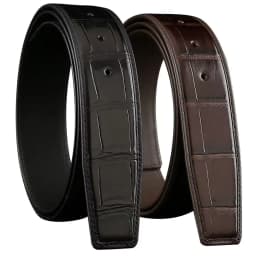 3.8 Wide Punched Men's Cowhide Leather Belt,High-End Fashion Trend Crocodile Pattern Genuine Leather Belt Without Buckle Durable