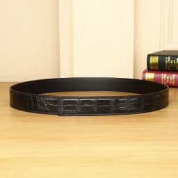 3.8 Wide Punched Men's Cowhide Leather Belt,High-End Fashion Trend Crocodile Pattern Genuine Leather Belt Without Buckle Durable