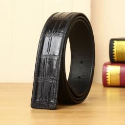 3.8 Wide Punched Men's Cowhide Leather Belt,High-End Fashion Trend Crocodile Pattern Genuine Leather Belt Without Buckle Durable