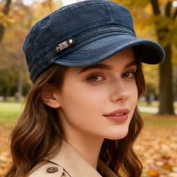 Washed Denim Flat Top Military Cap for Men, Vintage Distressed Sun Hat, Outdoor Casual Baseball Cap for All Seasons