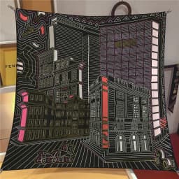 Twill Silk Scarf Shawl Luxury Brand Fubao City Architecture Square Scarf Women Hijabs Bandana Foulard Neckerchief Head Scarves