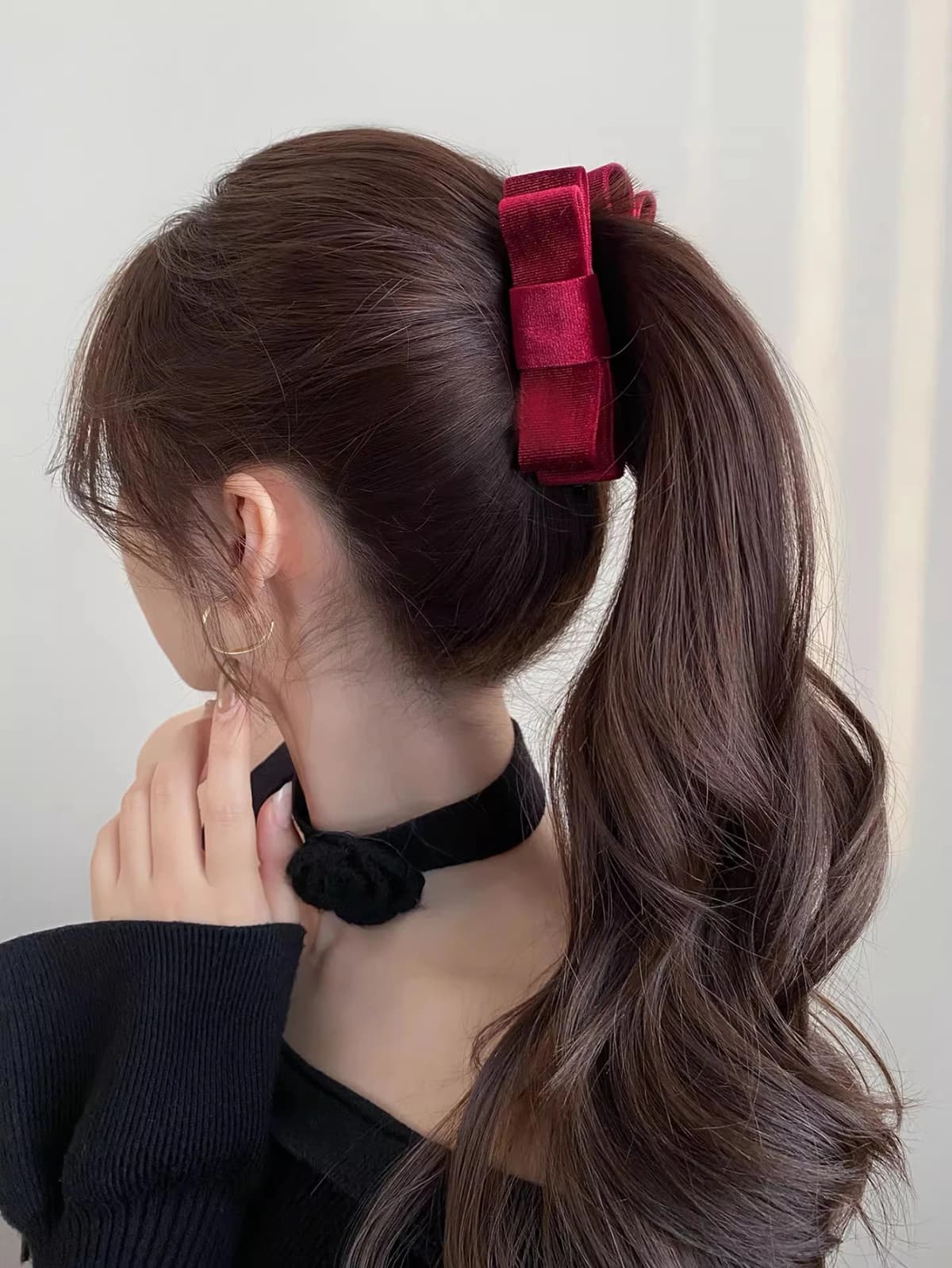 Lystrfac Fashion Velvet Hair Bow Banana Hair Clips for Women Girls Elegant Horsetail Hairpin Headdress Female Hair Accessories