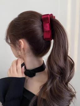 Lystrfac Fashion Velvet Hair Bow Banana Hair Clips for Women Girls Elegant Horsetail Hairpin Headdress Female Hair Accessories