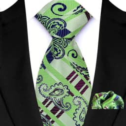 Luxury Mens Ties Floral Silver Purple Ties Paisley NeckTie Pocket Square Set Men Wedding Business Party 8CM Tie Accessories Gift