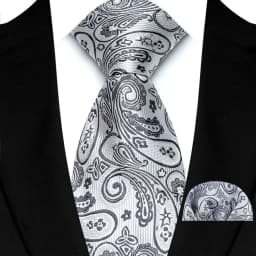 Luxury Mens Ties Floral Silver Purple Ties Paisley NeckTie Pocket Square Set Men Wedding Business Party 8CM Tie Accessories Gift