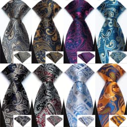 Luxury Mens Ties Floral Silver Purple Ties Paisley NeckTie Pocket Square Set Men Wedding Business Party 8CM Tie Accessories Gift