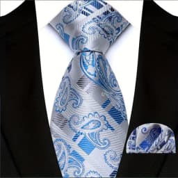 Luxury Mens Ties Floral Silver Purple Ties Paisley NeckTie Pocket Square Set Men Wedding Business Party 8CM Tie Accessories Gift