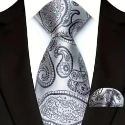 Luxury Mens Ties Floral Silver Purple Ties Paisley NeckTie Pocket Square Set Men Wedding Business Party 8CM Tie Accessories Gift