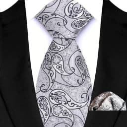 Luxury Mens Ties Floral Silver Purple Ties Paisley NeckTie Pocket Square Set Men Wedding Business Party 8CM Tie Accessories Gift