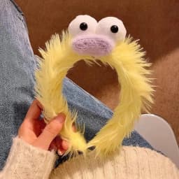 Funny Furry Monster Headband with Big Eyes, Plush Cartoon Headdress for Women Adults Face Washing & Party Wear Costume Cosplay