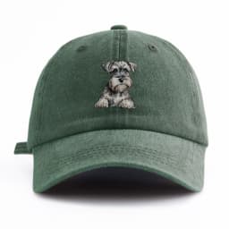 1pc Schnauzer Print Washed Baseball Cap for Adults, Minimalist Retro Style Casual Soft Adjustable Dad Hat, Perfect As Gift