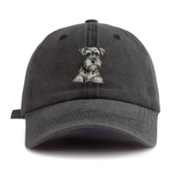 1pc Schnauzer Print Washed Baseball Cap for Adults, Minimalist Retro Style Casual Soft Adjustable Dad Hat, Perfect As Gift