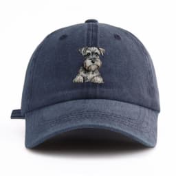 1pc Schnauzer Print Washed Baseball Cap for Adults, Minimalist Retro Style Casual Soft Adjustable Dad Hat, Perfect As Gift