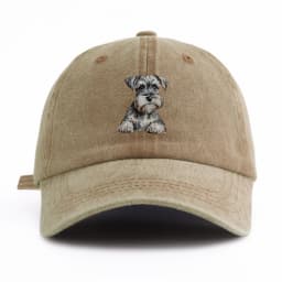 1pc Schnauzer Print Washed Baseball Cap for Adults, Minimalist Retro Style Casual Soft Adjustable Dad Hat, Perfect As Gift