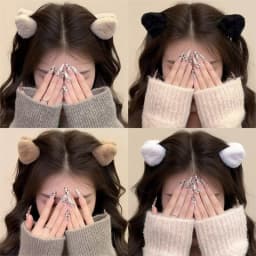 Cat Ear Hair Clips Fluffy Plush Hair Claws Hairpin for Women Girls Cute Side Barrettes Mini Claw Clip Headwear Hair Accessories