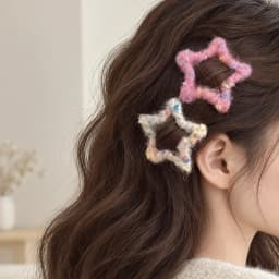 Handmade Yarn Wrapped Star Hair Clips Cute Colorful Korean Fuzzy Snap Barrettes for Women and Girls Fall Winter Hair Accessories