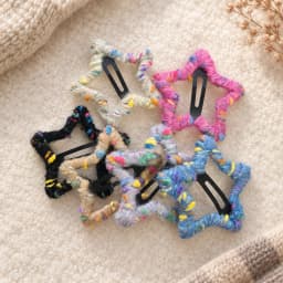 Handmade Yarn Wrapped Star Hair Clips Cute Colorful Korean Fuzzy Snap Barrettes for Women and Girls Fall Winter Hair Accessories