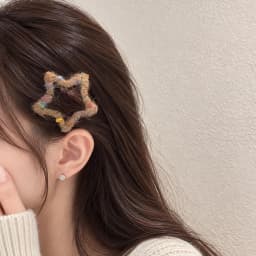 Handmade Yarn Wrapped Star Hair Clips Cute Colorful Korean Fuzzy Snap Barrettes for Women and Girls Fall Winter Hair Accessories