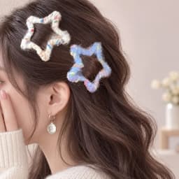 Handmade Yarn Wrapped Star Hair Clips Cute Colorful Korean Fuzzy Snap Barrettes for Women and Girls Fall Winter Hair Accessories