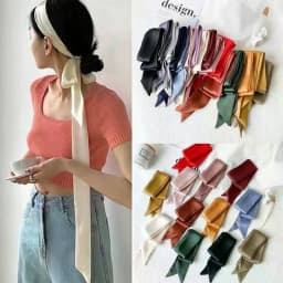 200Cm Scarf Diy 5X Satin Silk Narrow Neckerchief Solid Neck Scarves Long Thin Head Hair Band Bag Ribbon Headbands