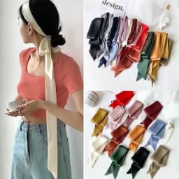 200Cm Scarf Diy 5X Satin Silk Narrow Neckerchief Solid Neck Scarves Long Thin Head Hair Band Bag Ribbon Headbands