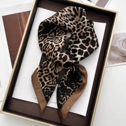 Luxury Leopard Print Female Satin Neck Scarf Square Hair Scarves Foulard Head Band Shawls Wraps Neckerchief Bandana Women 70cm