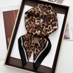 Luxury Leopard Print Female Satin Neck Scarf Square Hair Scarves Foulard Head Band Shawls Wraps Neckerchief Bandana Women 70cm