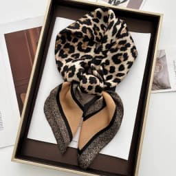 Luxury Leopard Print Female Satin Neck Scarf Square Hair Scarves Foulard Head Band Shawls Wraps Neckerchief Bandana Women 70cm