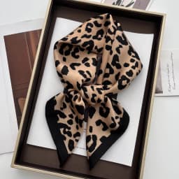 Luxury Leopard Print Female Satin Neck Scarf Square Hair Scarves Foulard Head Band Shawls Wraps Neckerchief Bandana Women 70cm