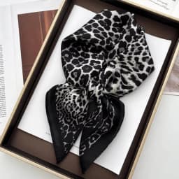 Luxury Leopard Print Female Satin Neck Scarf Square Hair Scarves Foulard Head Band Shawls Wraps Neckerchief Bandana Women 70cm