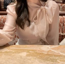 Women's Shirt Bow Tie Lantern Sleeve Slimming Pure Color Glossy Spring New Style Korean Style Breathable Skin-Friendly