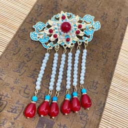 Ancient Style Hanfu Hair Accessories, Retro Song and Ming Dynasty Style, Burnt Blue Hairpin Clips, Bridal Attire, Red Hairpin Cl