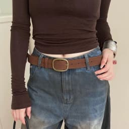 American Vintage Brown Buckle Wide Leather Belt for Women, A Niche High-end Accessory To Pair with Jeans
