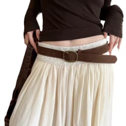 American Vintage Brown Buckle Wide Leather Belt for Women, A Niche High-end Accessory To Pair with Jeans