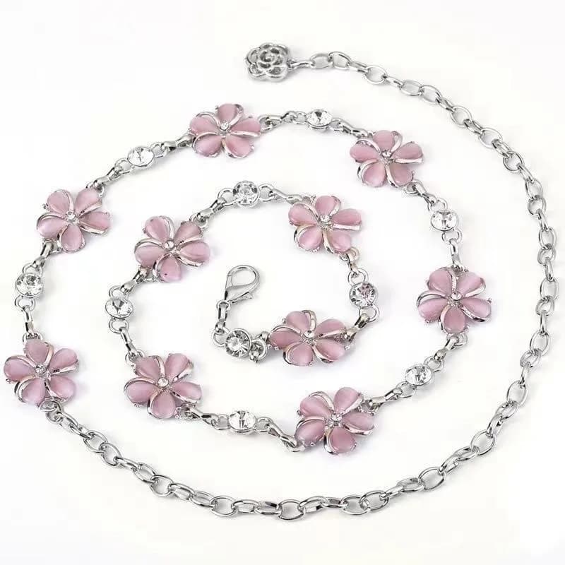 Diamond waist chain women's fashion belt dress sweet blossom metal chain skirt belt trend