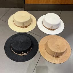 Rhinestone women's summer beach sunshade hat Braided straw sunblock hat French belt vintage top hat