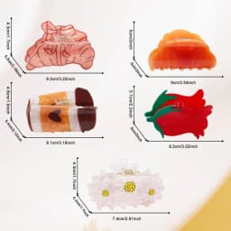 New Cartoon Hair Jaw Clips Brown Nonslip Hair Clamps Acrylic Coffee Cup Croissant Red Rose Design Cute Hair Clips for Women