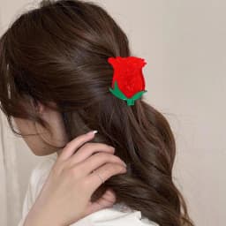 New Cartoon Hair Jaw Clips Brown Nonslip Hair Clamps Acrylic Coffee Cup Croissant Red Rose Design Cute Hair Clips for Women