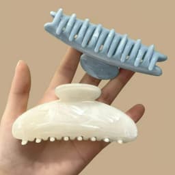 2026 New Korean Cream Colored Marble Pattern Half Round Hair Clip Simple Shark Hair Clip Stable Clamping Headwear Accessories