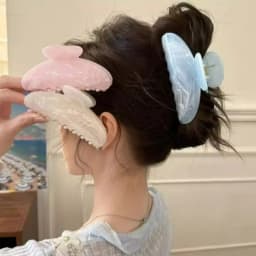 2026 New Korean Cream Colored Marble Pattern Half Round Hair Clip Simple Shark Hair Clip Stable Clamping Headwear Accessories