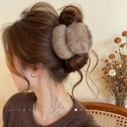 Double-faced Women's Simulated Rabbit Fur Hair Clips Coffee Plush Half Updo Shark Clamp Warm Hair Accessories Autumn Winter M