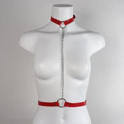 Edgy Y2K Faux Leather Choker Harness Belt - Choker & Chain Integrated Waist Accessory