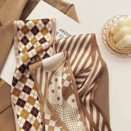Luxurious Brown-Toned Silk Scarf Women's for Women, Trendy Elegant Neck Scarf Gift, Daily Casual Evening Party Cute Vintage