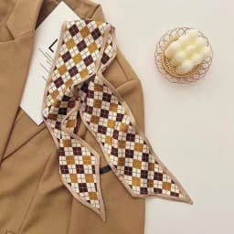 Luxurious Brown-Toned Silk Scarf Women's for Women, Trendy Elegant Neck Scarf Gift, Daily Casual Evening Party Cute Vintage