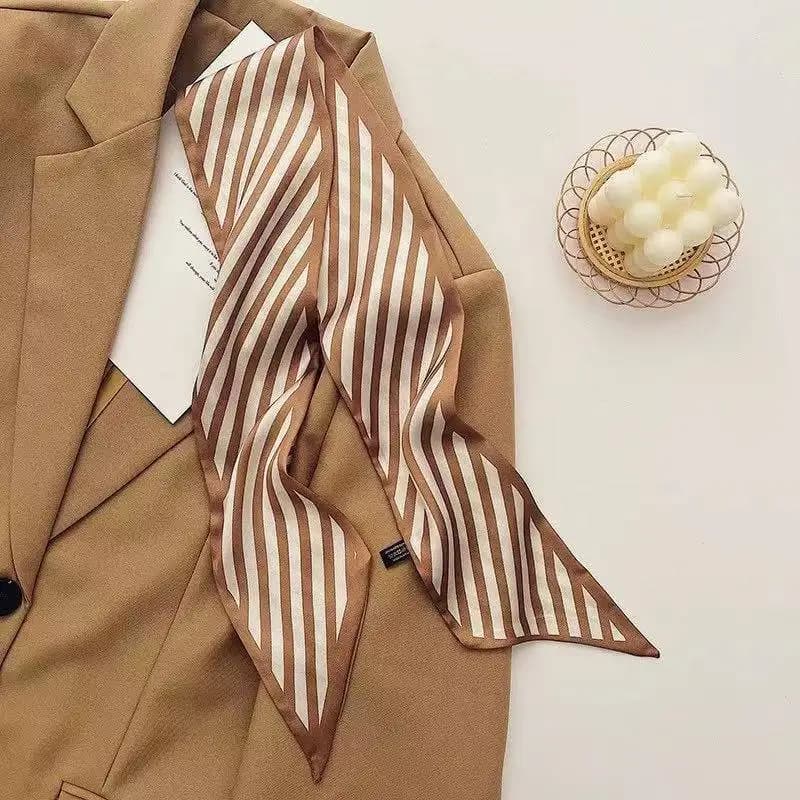 Luxurious Brown-Toned Silk Scarf Women's for Women, Trendy Elegant Neck Scarf Gift, Daily Casual Evening Party Cute Vintage
