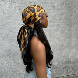 Leopard Print Neckerchief Hijab 90cm Scarf For Women Silk Satin Headband Hair Scarves Female Square Shawls Ladies Head Bandana