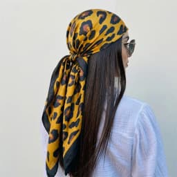 Leopard Print Neckerchief Hijab 90cm Scarf For Women Silk Satin Headband Hair Scarves Female Square Shawls Ladies Head Bandana